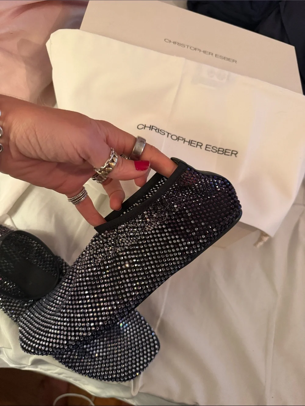 BNWT Christopher Esber Crystal Mesh Flats 38